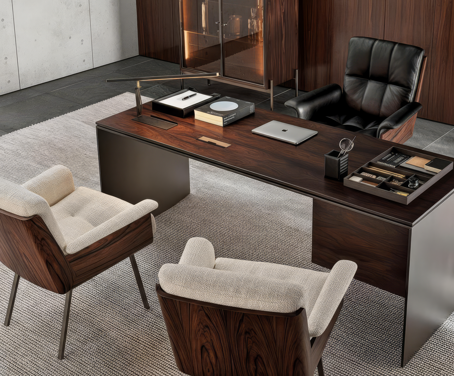 Caelum Fabric Armchair & Ottoman Set with Cross Leg Base