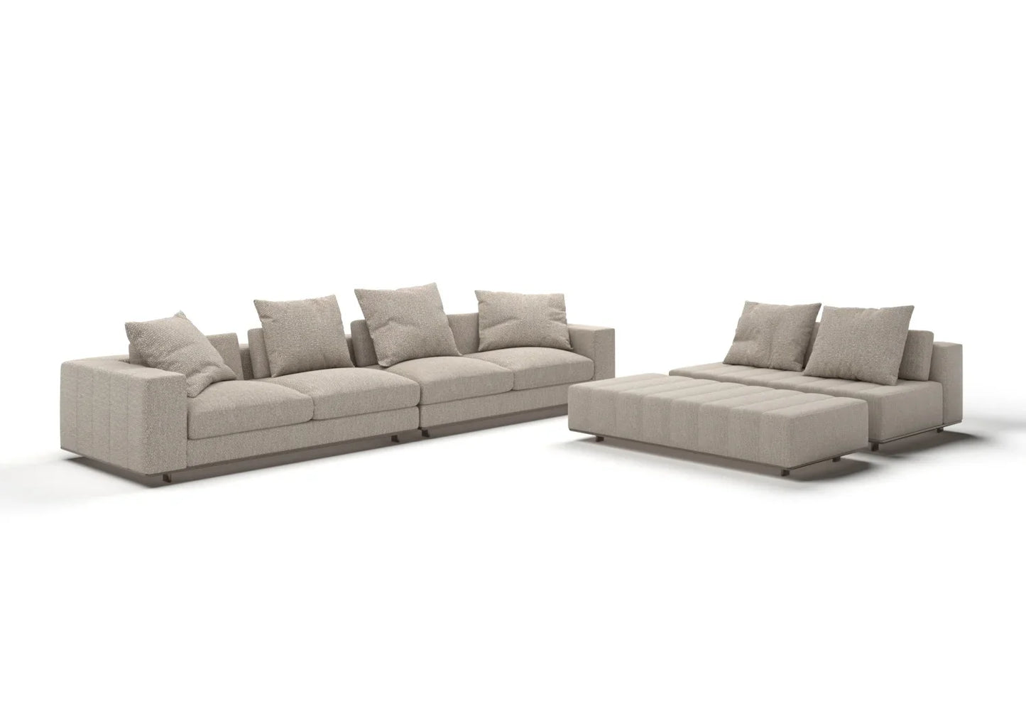 Leander 6-Seater Fabric Sectional Sofa with Ottoman Set