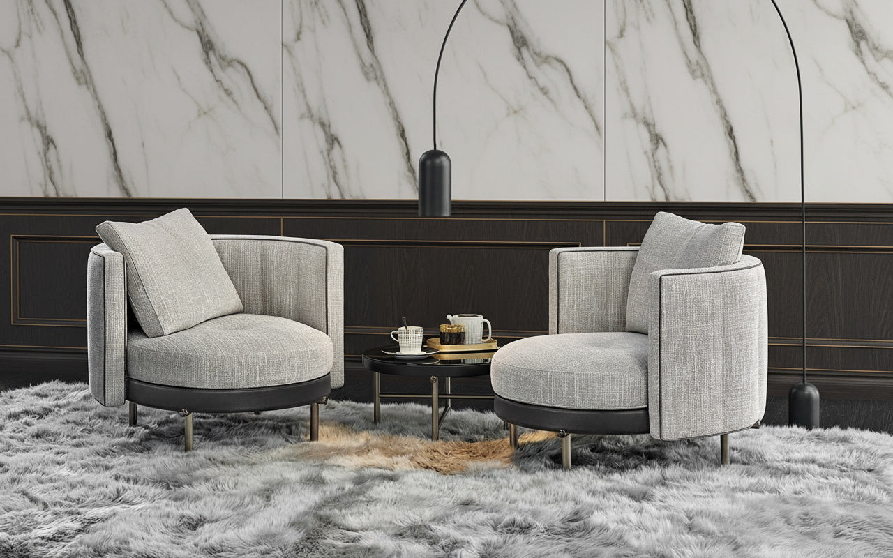 Dorian Fabric Armchair & Ottoman Set
