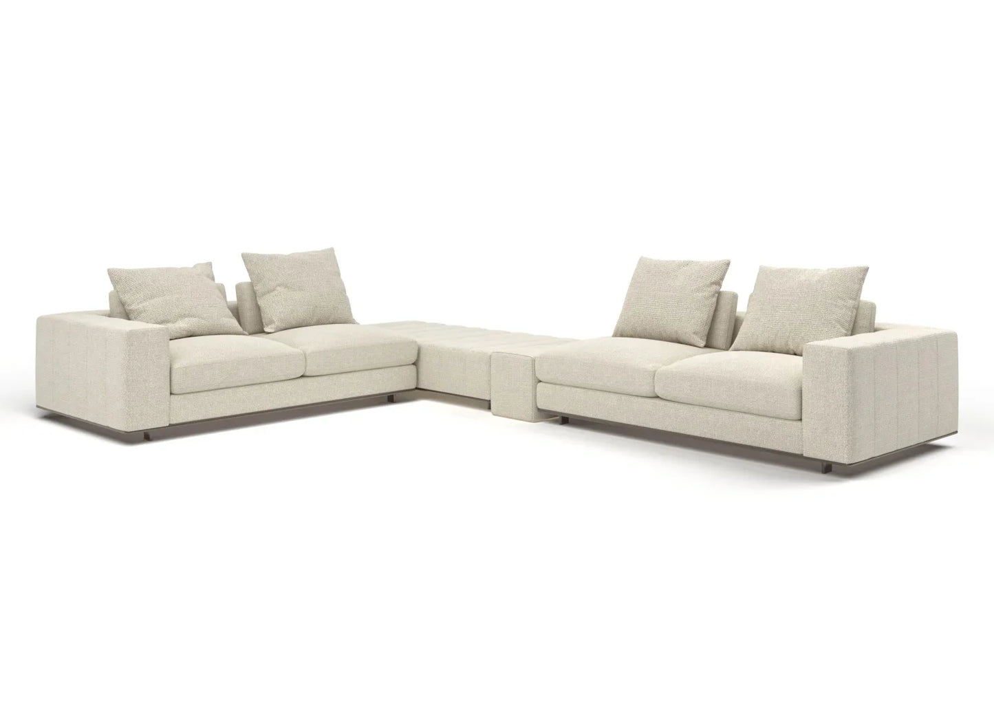 Logan 4-Seater Fabric Sectional Sofa with Ottoman Set