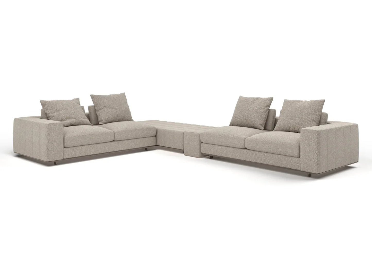 Logan 4-Seater Fabric Sectional Sofa with Ottoman Set