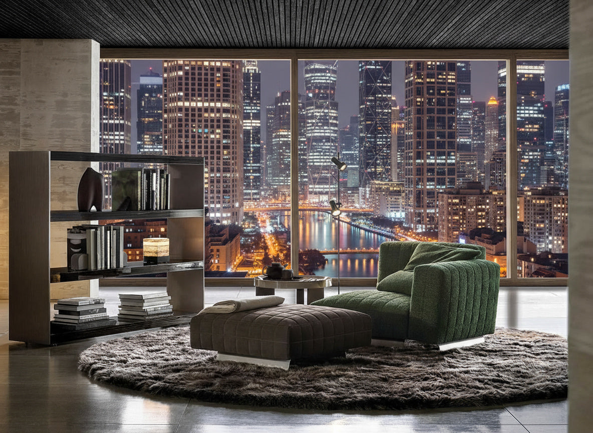 Alaric Fabric Armchair & Ottoman Set