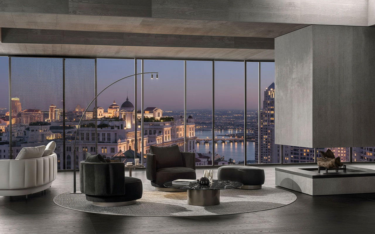Menatti Leather Armchair & Ottoman Set