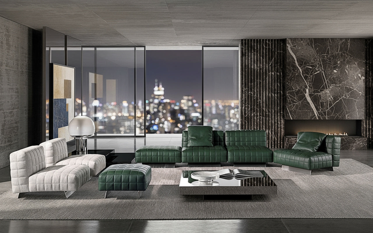 Utrecci Leather Armchair & Ottoman Set