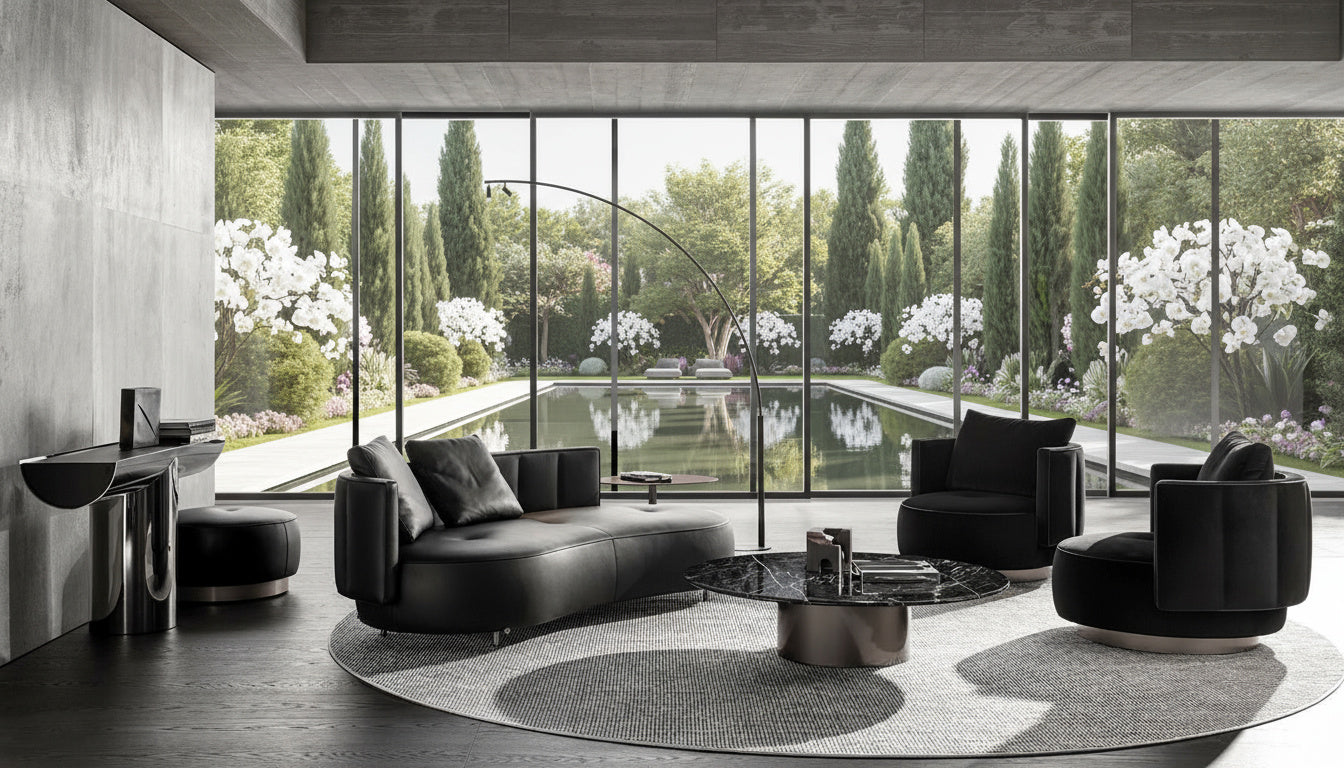 Menatti Leather Armchair & Ottoman Set