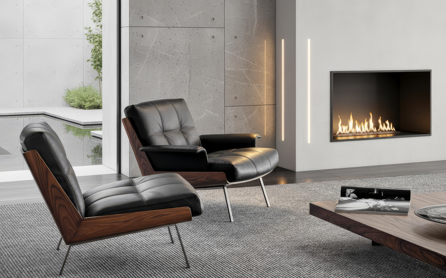 Kestrel Leather Armchair & Ottoman Set with Cross Leg Base