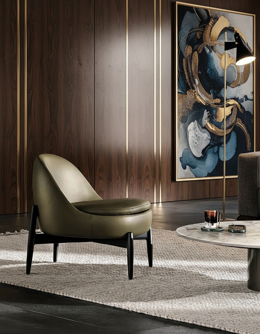 Torrin Leather Swivel Armchair & Ottoman Set