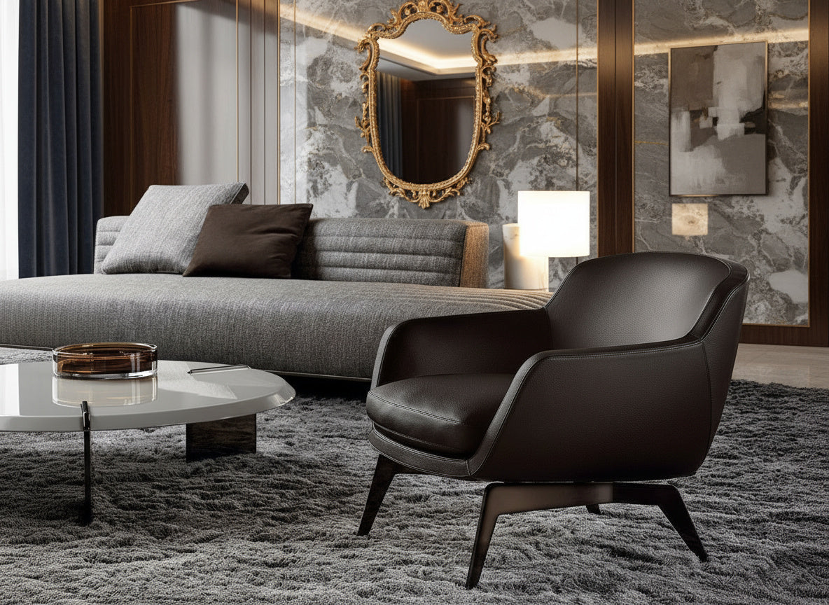 Ophelia Leather Armchair & Footstool Set