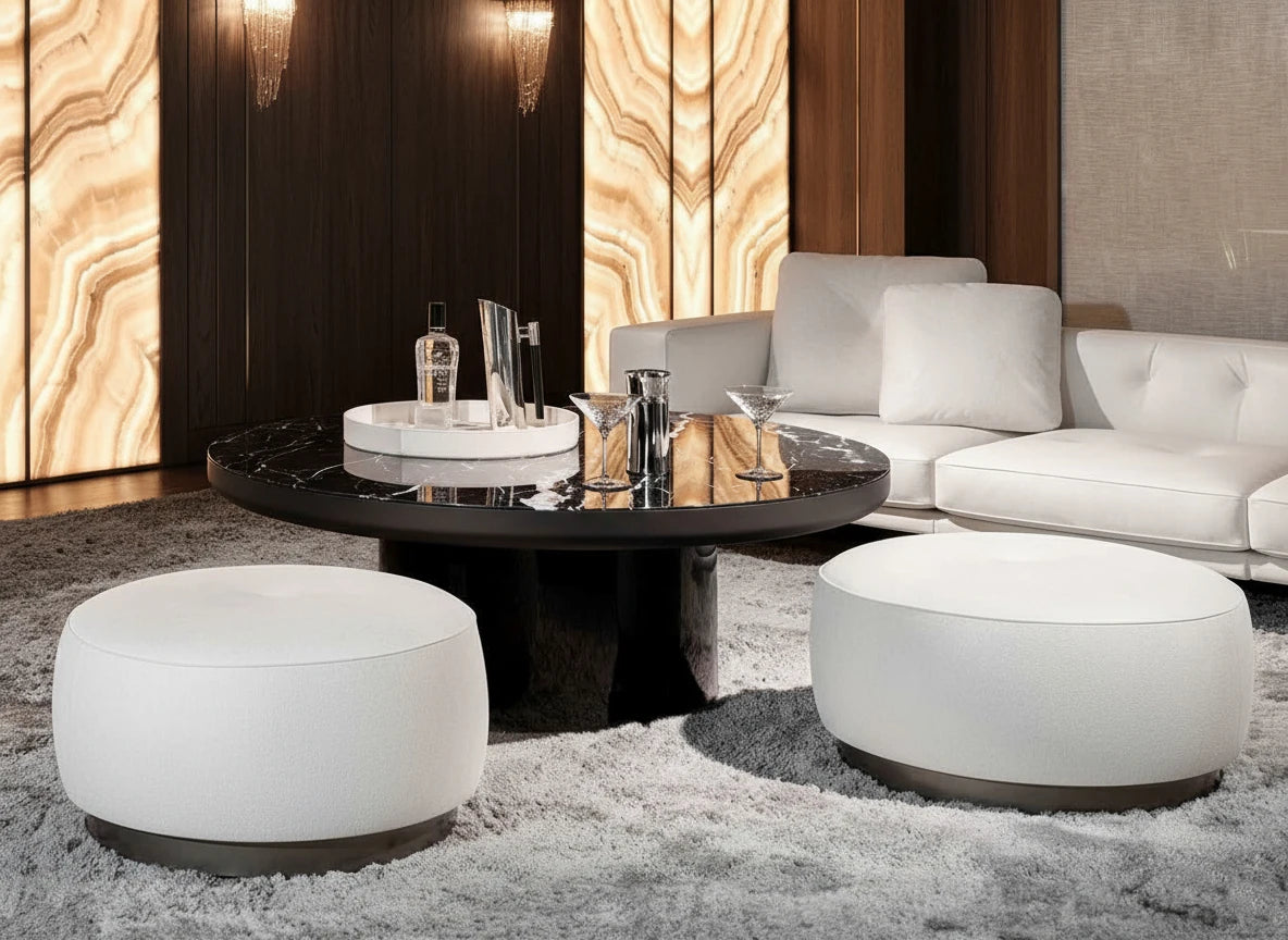 Ash Marble 120cm Round Coffee Table