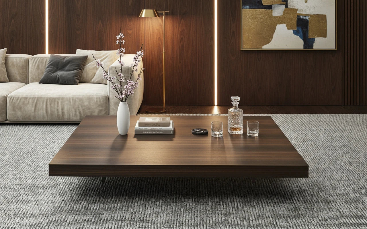 Atlas Wooden Top Square Brown Coffee Table
