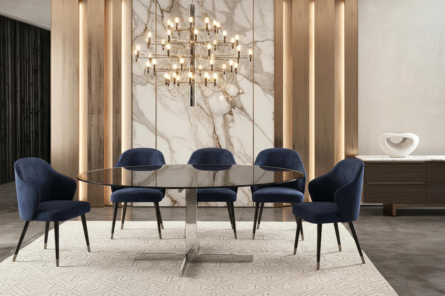 Bedross 8-Seater Glass Top Dining Table