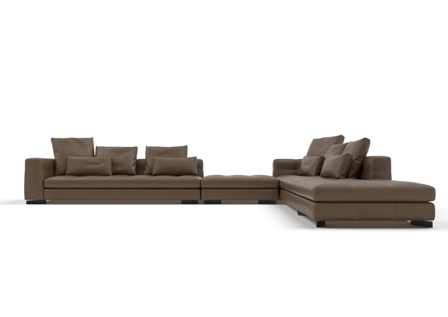 Troy 4-Seater Leather Corner Sofa with Ottoman Set