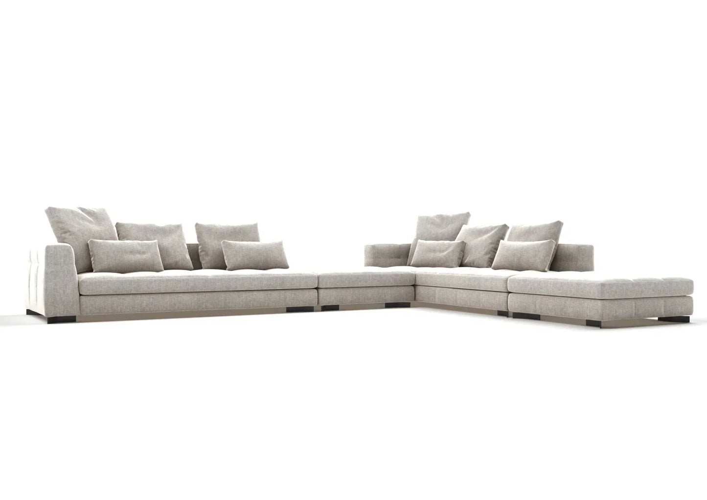 Gio 4-Seater Fabric Corner Sofa with Ottoman Set