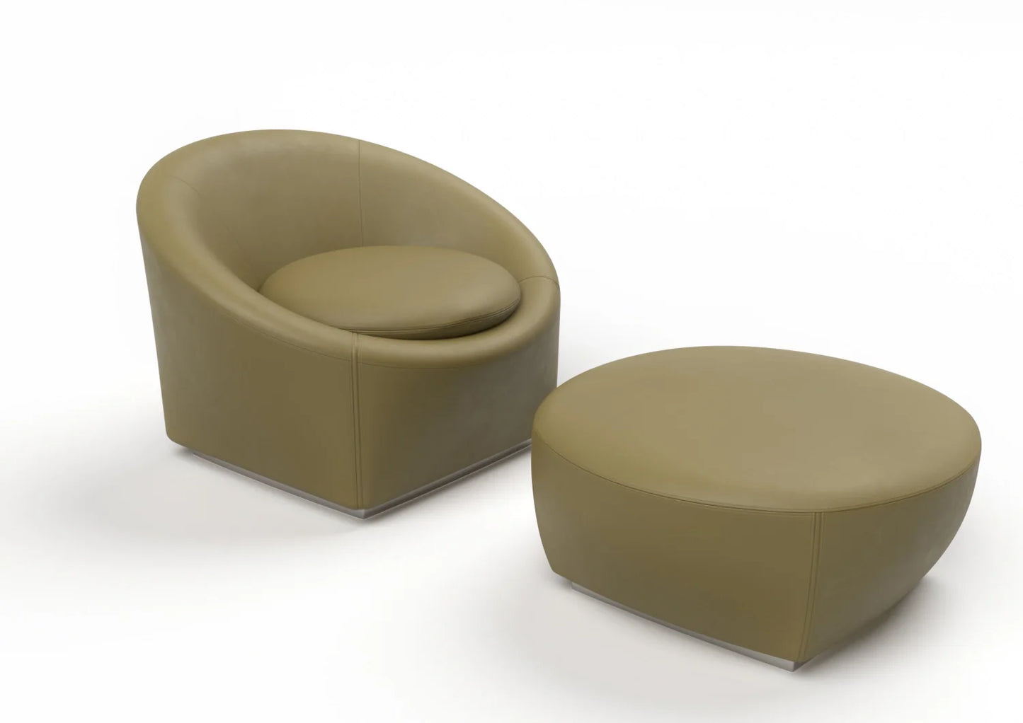 Biena Leather Armchair & Ottoman Set