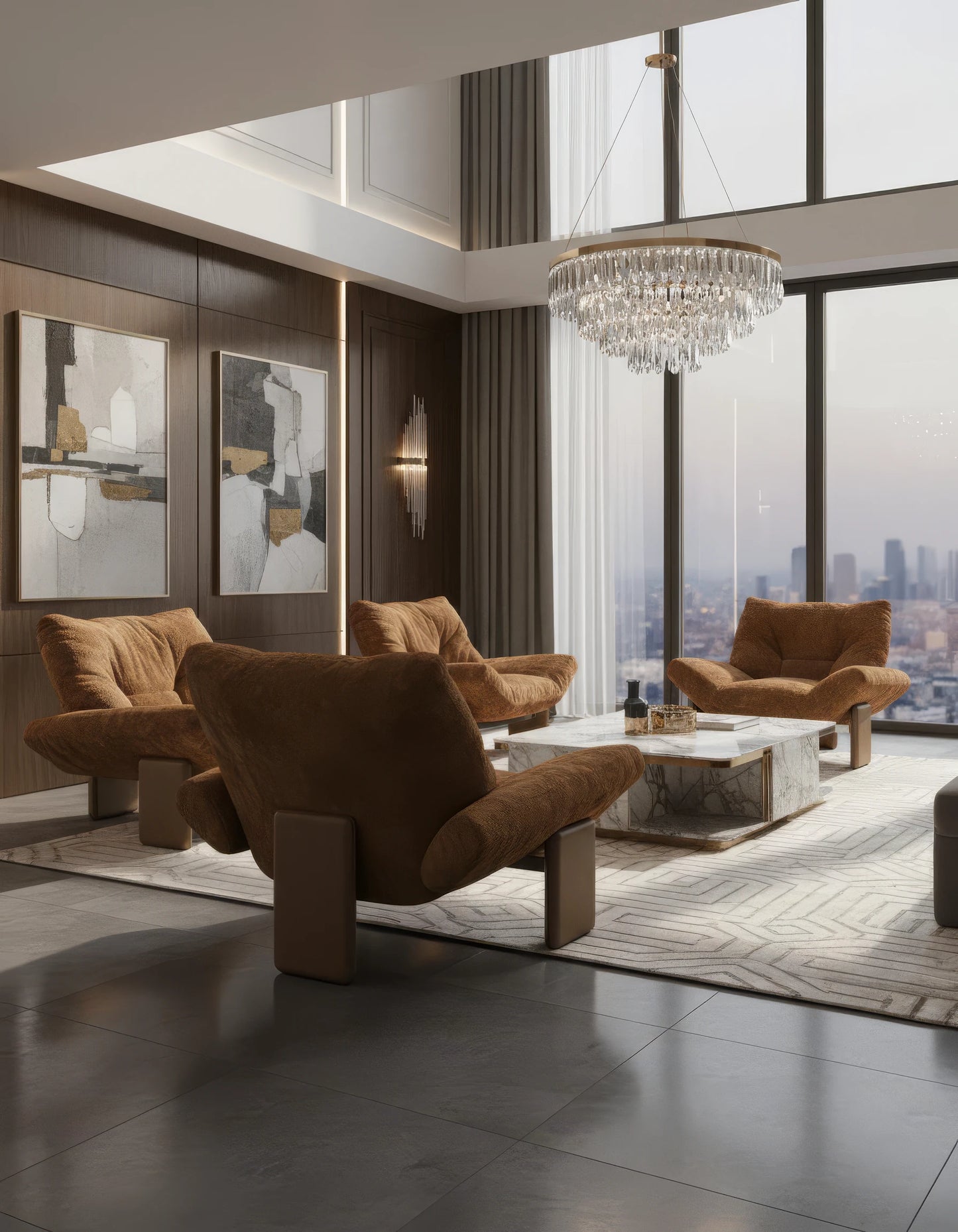 Daiker Leather Armchair with Upholstered Leather Base