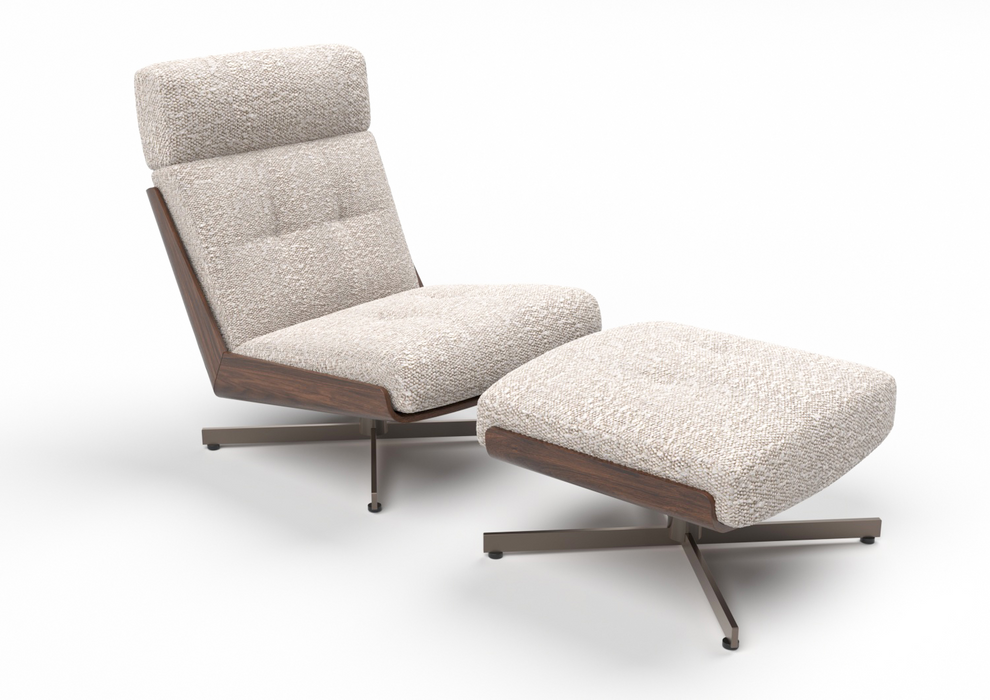 Marlow Bouclé Swivel Chair & Footstool Set
