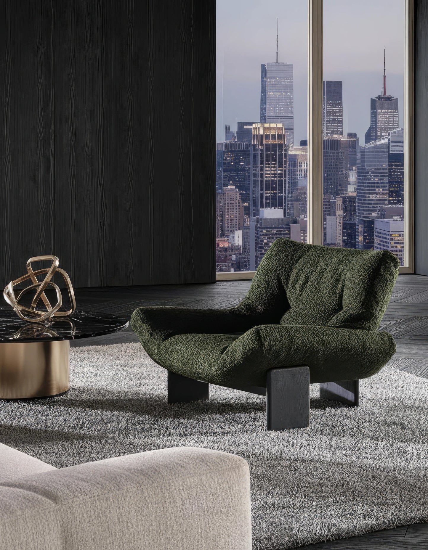 Dalton Fabric Armchair with Black Wood Base
