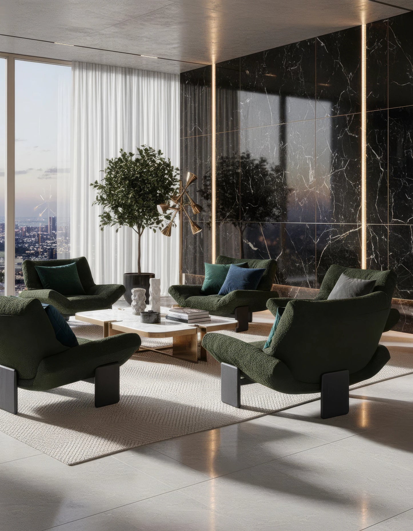 Dalton Fabric Armchair with Black Wood Base