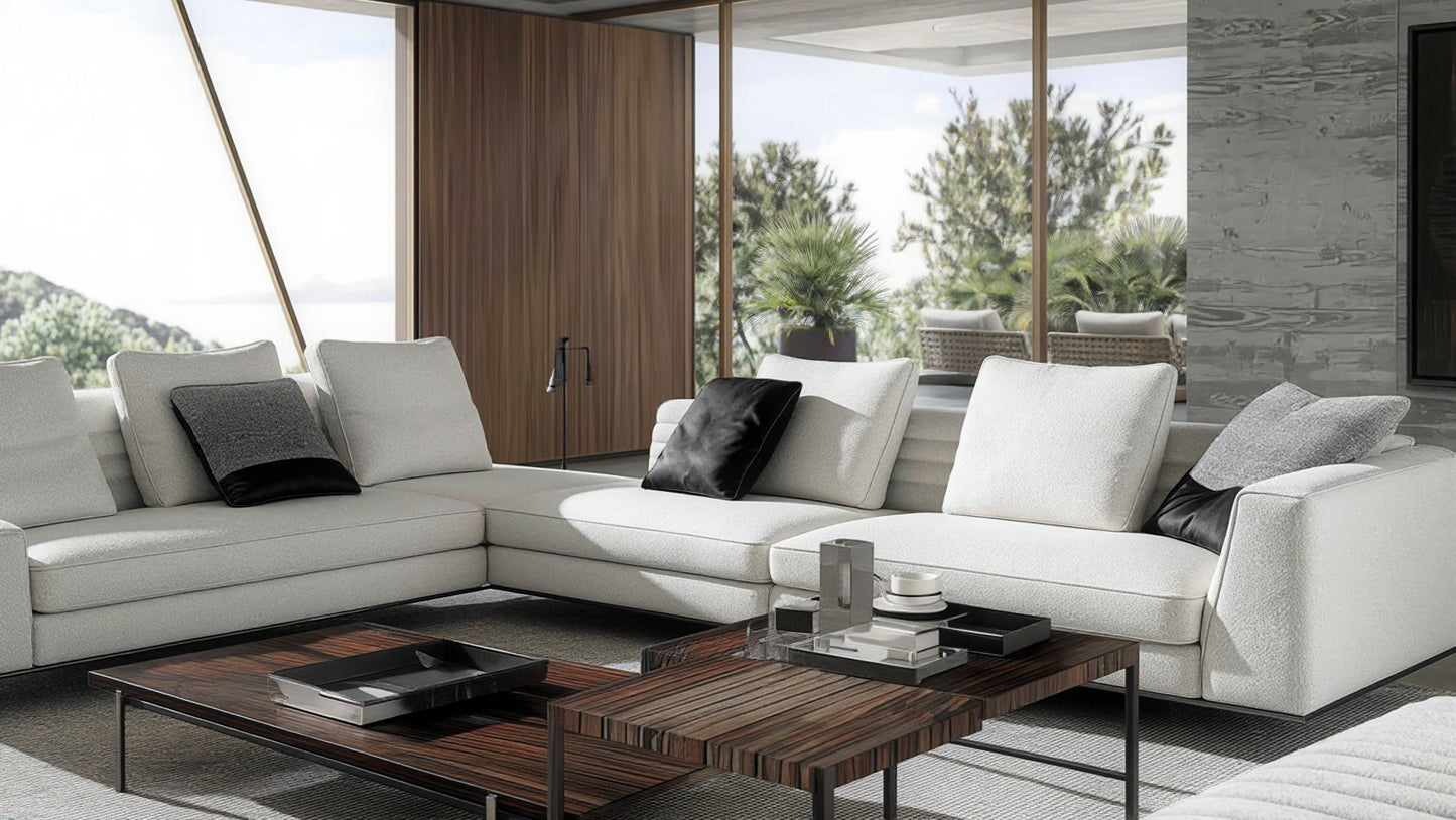 Gaynn 3-Seater Cow Leather Sofa with Chaise