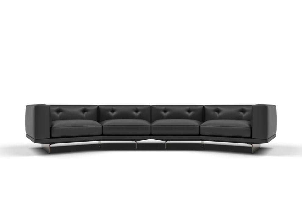 Elmark 4-Seater Cow Leather Curved Modular Sofa