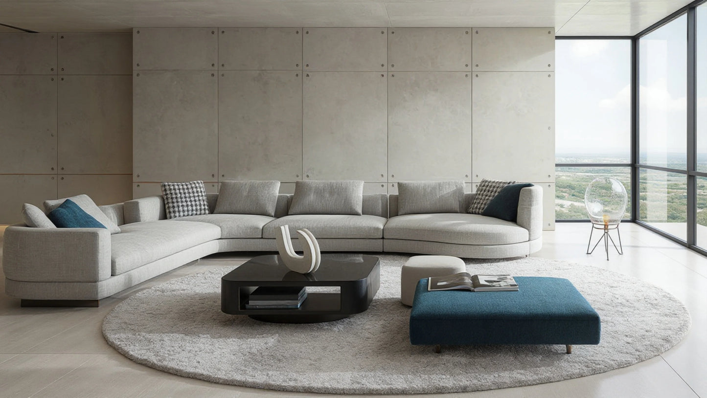 Skyler 3-Seater Fabric Sofa with Curved Chaise