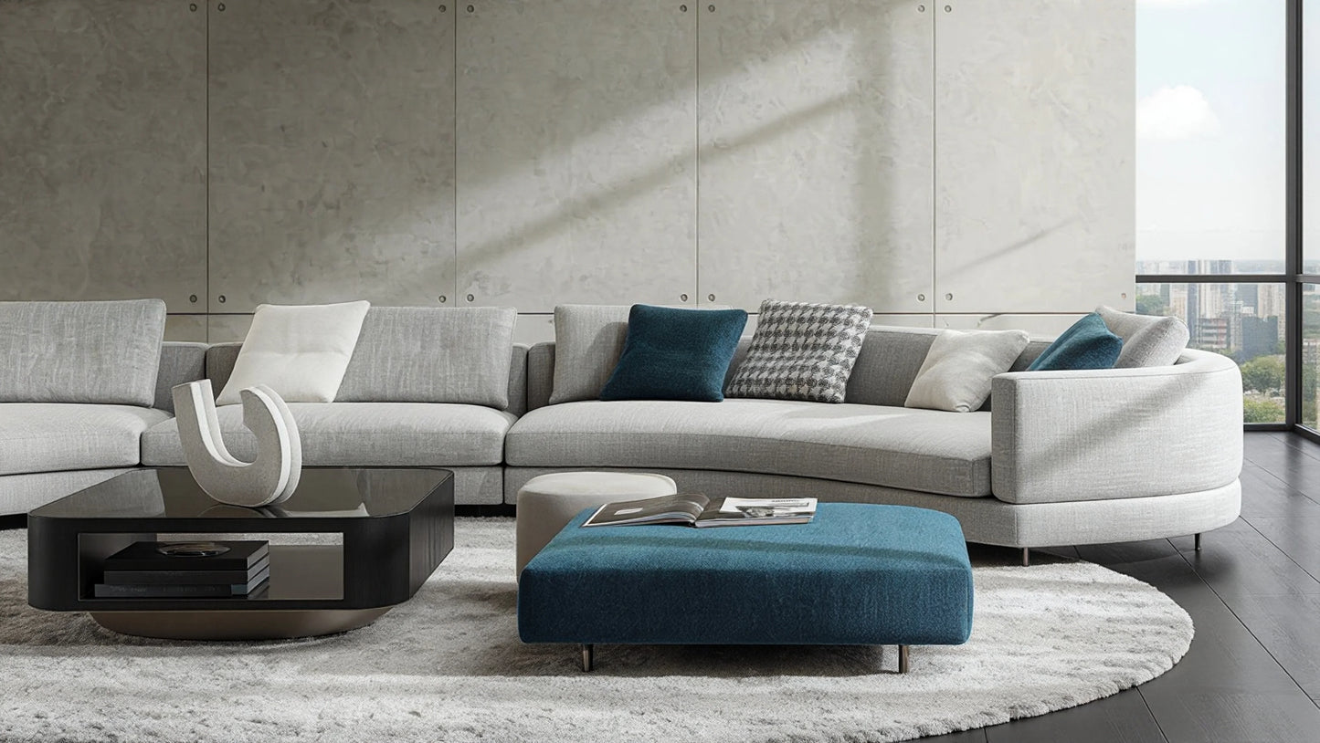 Skyler 3-Seater Fabric Sofa with Curved Chaise