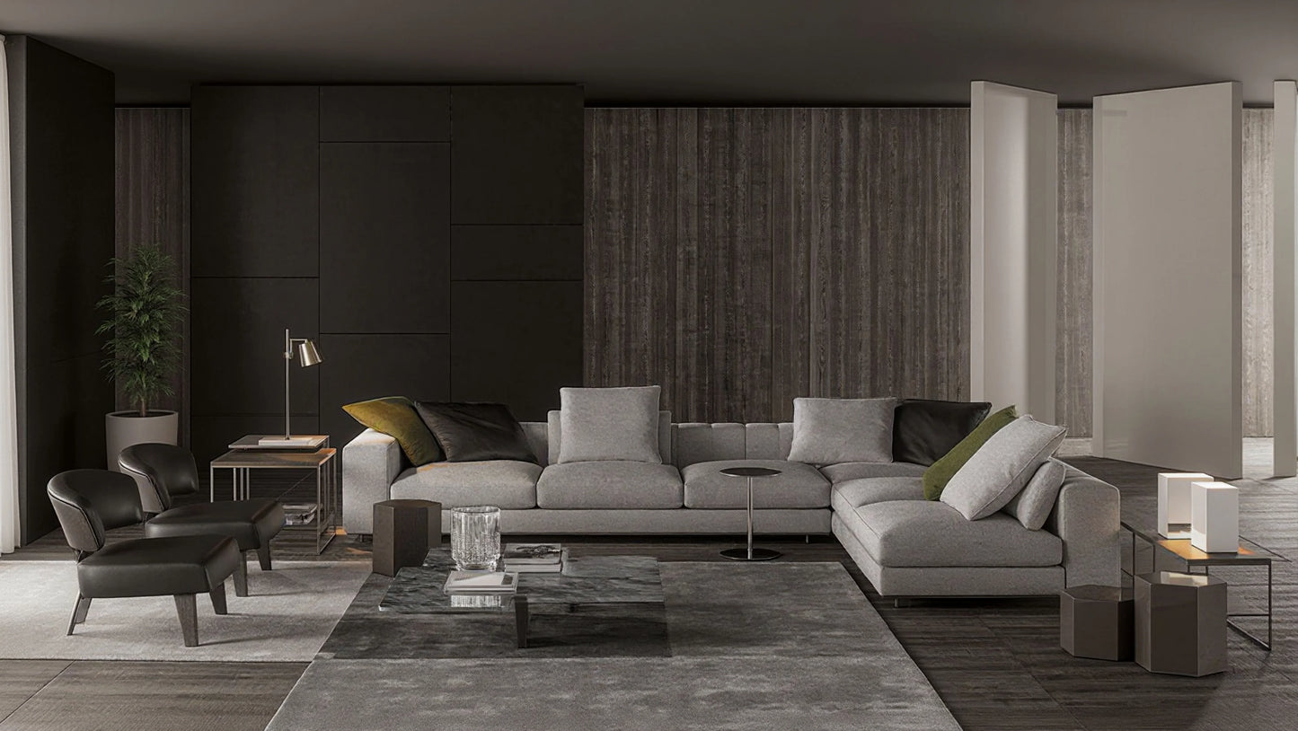Theo 4-Seater Fabric Sofa with Ottoman Set