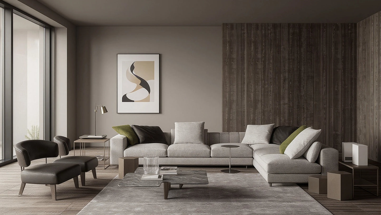 Theo 4-Seater Fabric Sofa with Ottoman Set