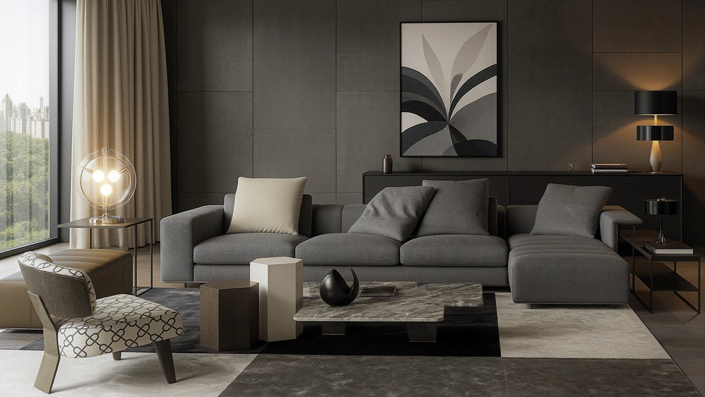 Silas 5-Seater Leather L-Shaped Sofa