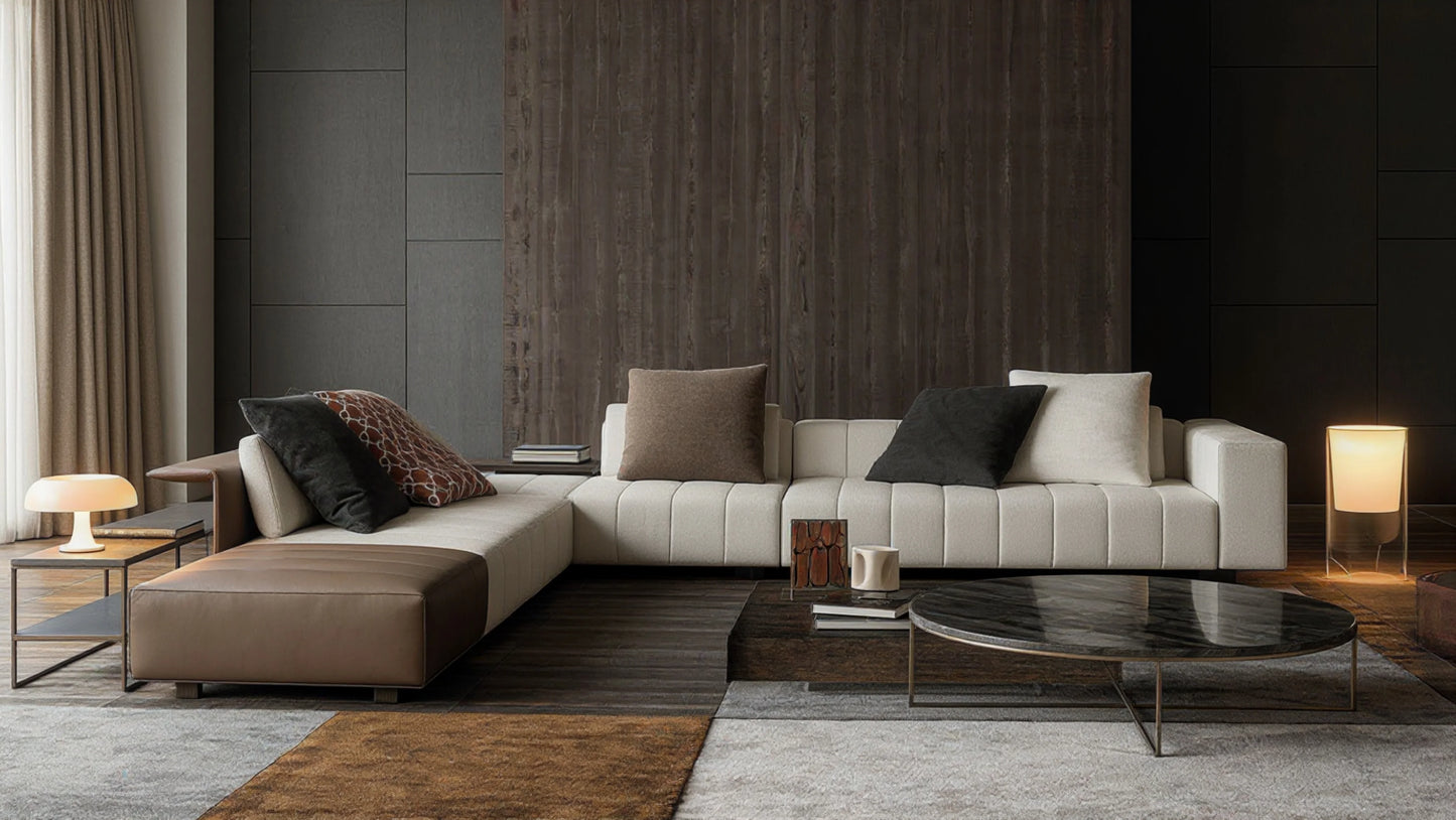 Logan 4-Seater Fabric Sectional Sofa with Ottoman Set