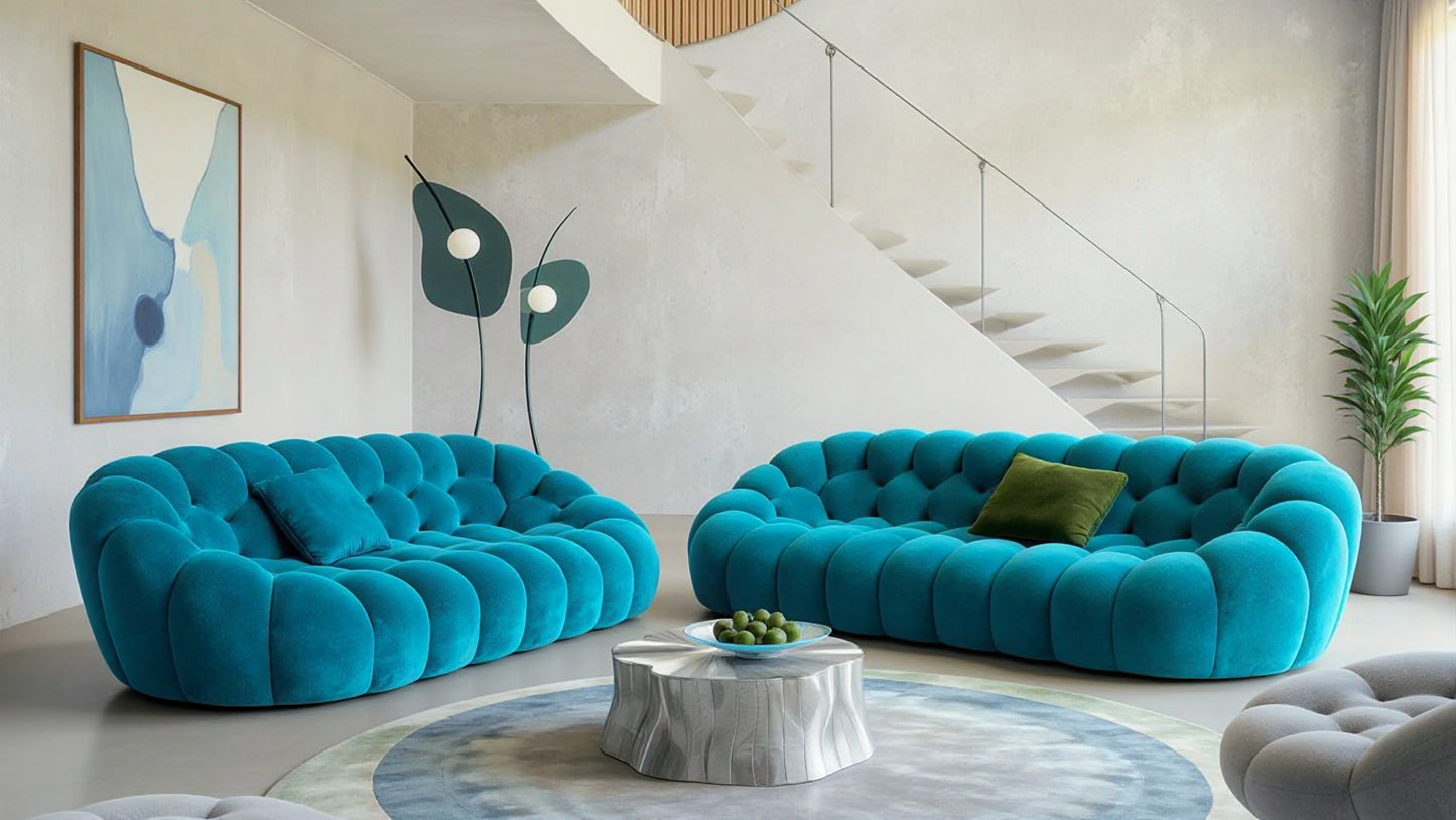 Dean 3-Seater Fabric Pouffe Sofa