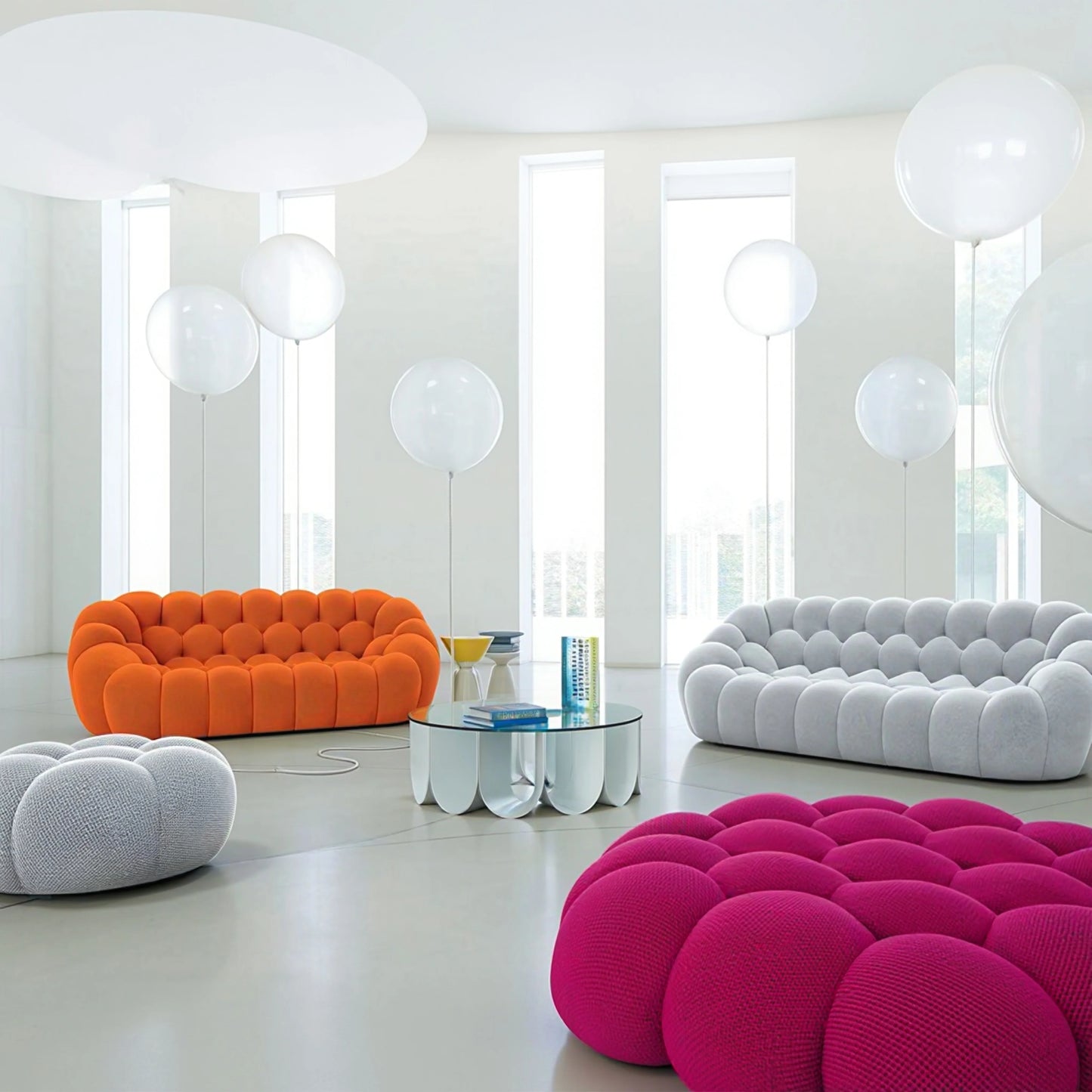 Dimitri 5-Seater Fabric Pouffe Sofa