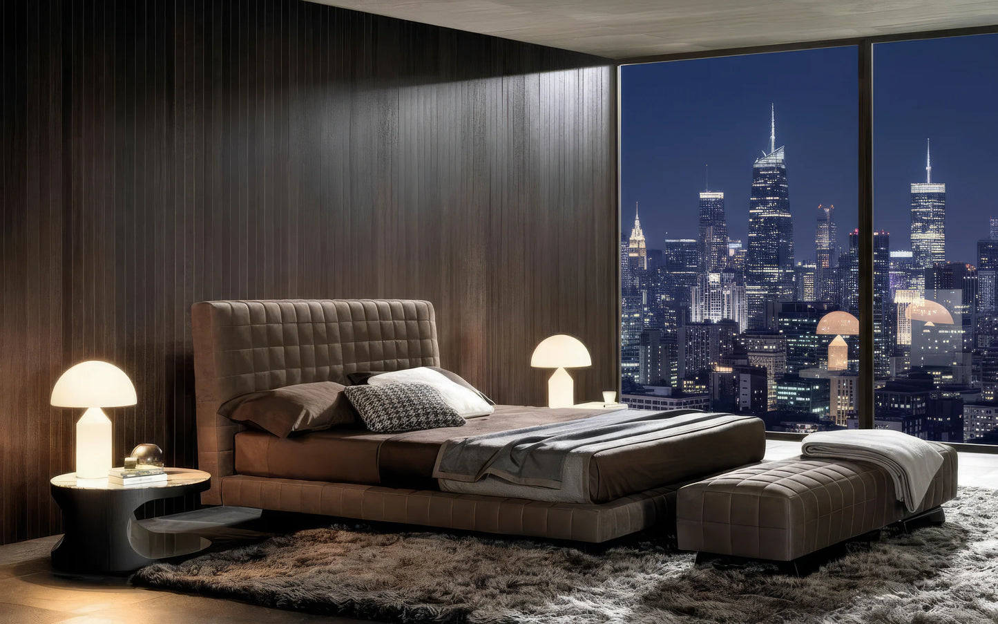 Qirrin Fabric Bed with Padded Headboard