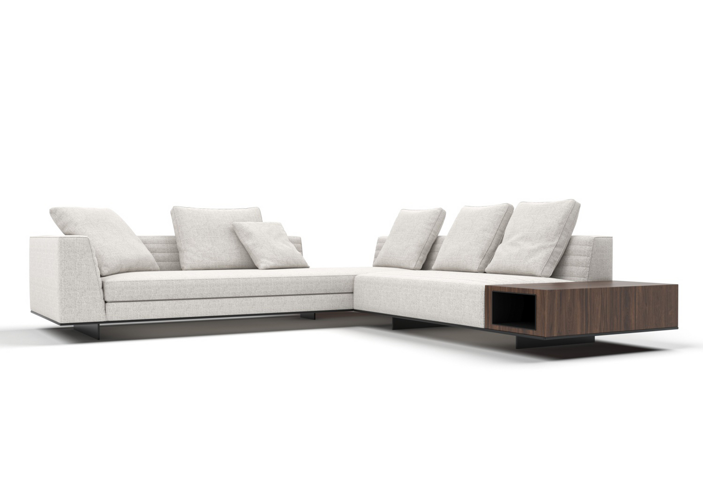 Gabe 5-Seater Fabric V-Shaped Sofa with Storage