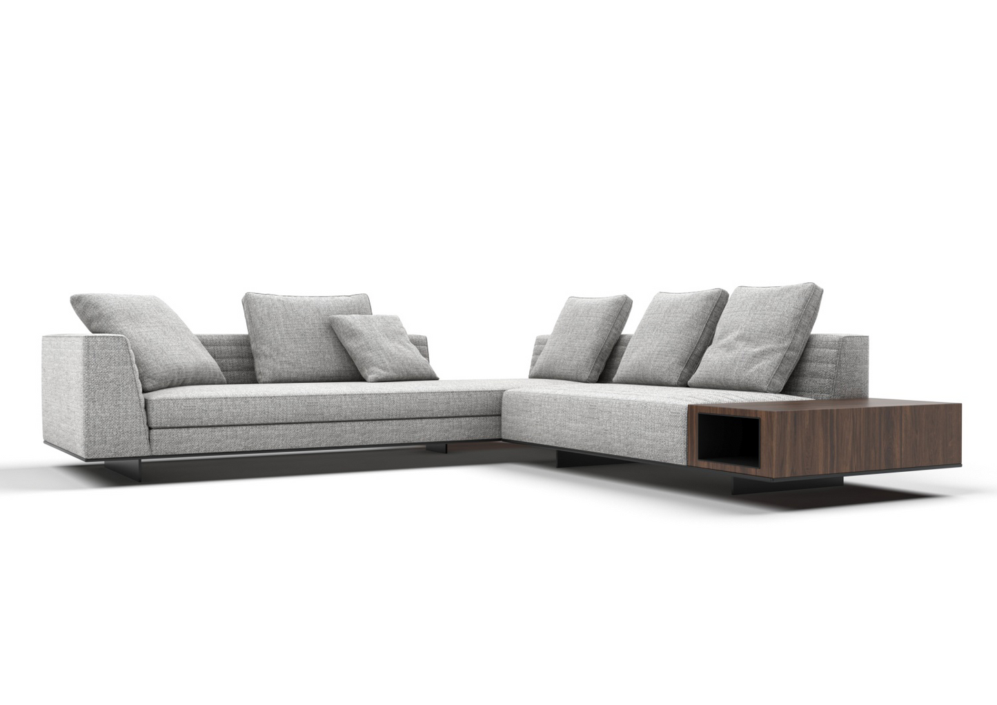 Gabe 5-Seater Fabric V-Shaped Sofa with Storage