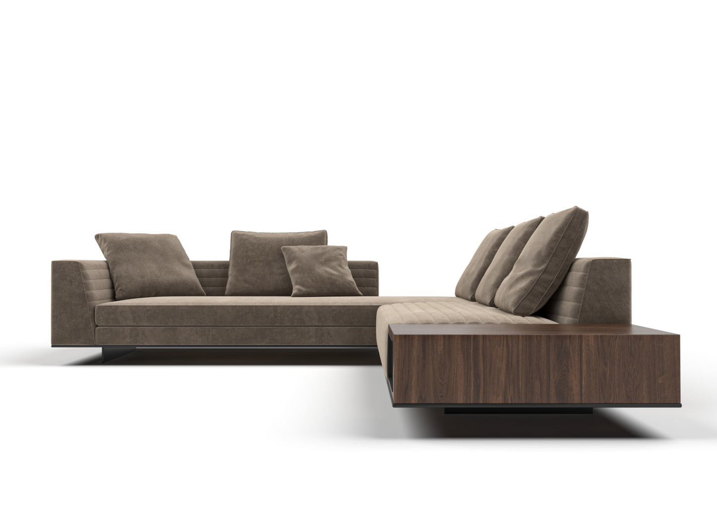 Gabe 5-Seater Fabric V-Shaped Sofa with Storage
