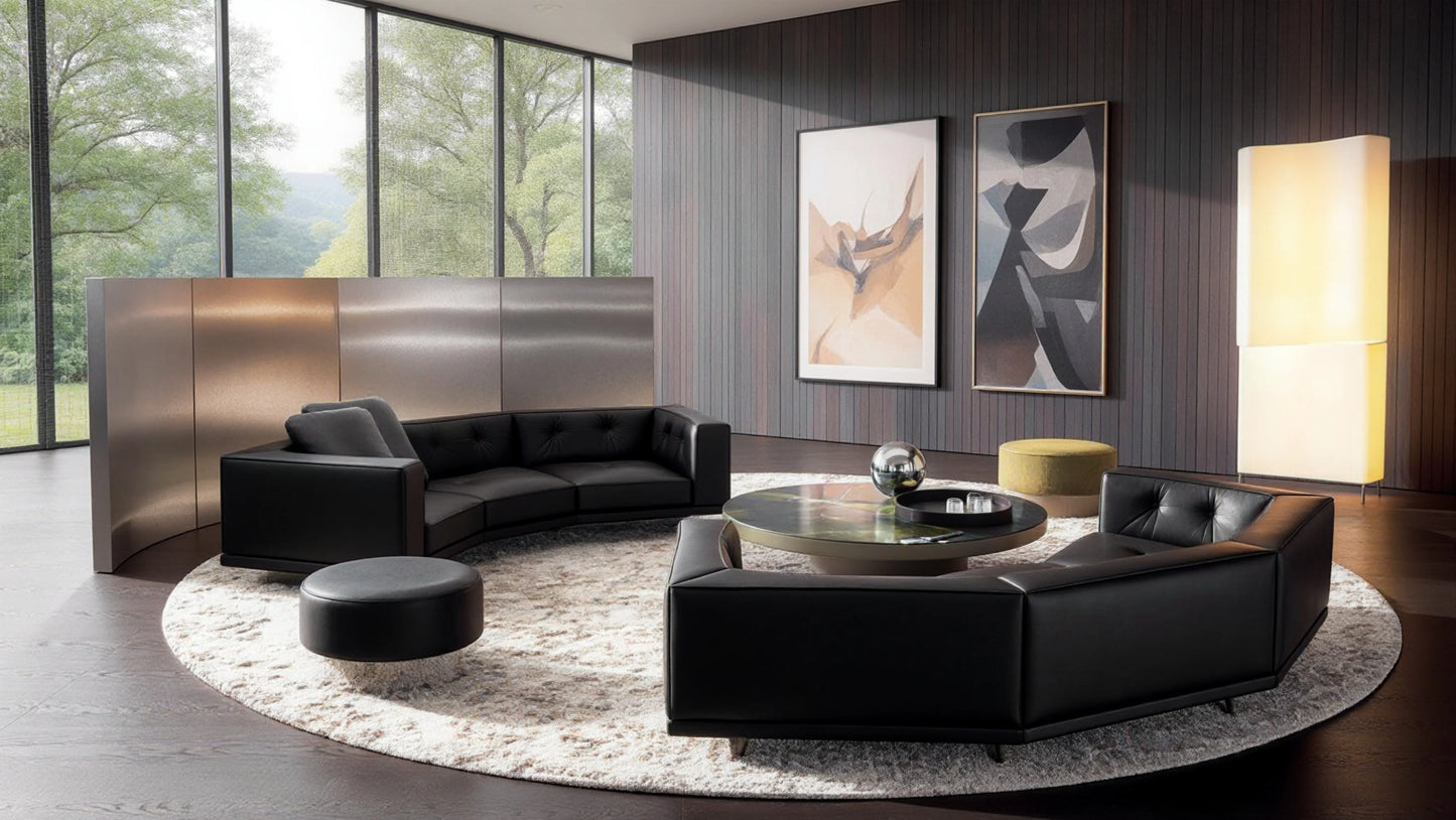 Cade 5-Seater Leather Curved Modular Sofa