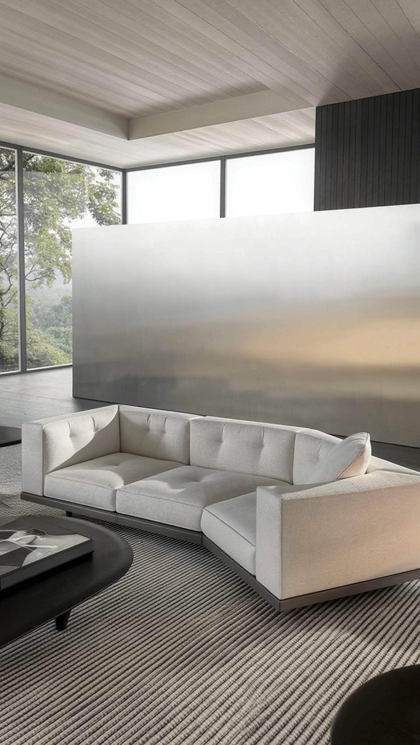 Elvin 3-Seater Fabric Curved Modular Sofa