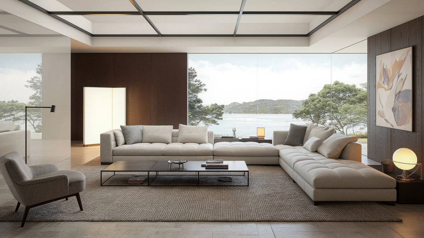 Gio 4-Seater Fabric Corner Sofa with Ottoman Set