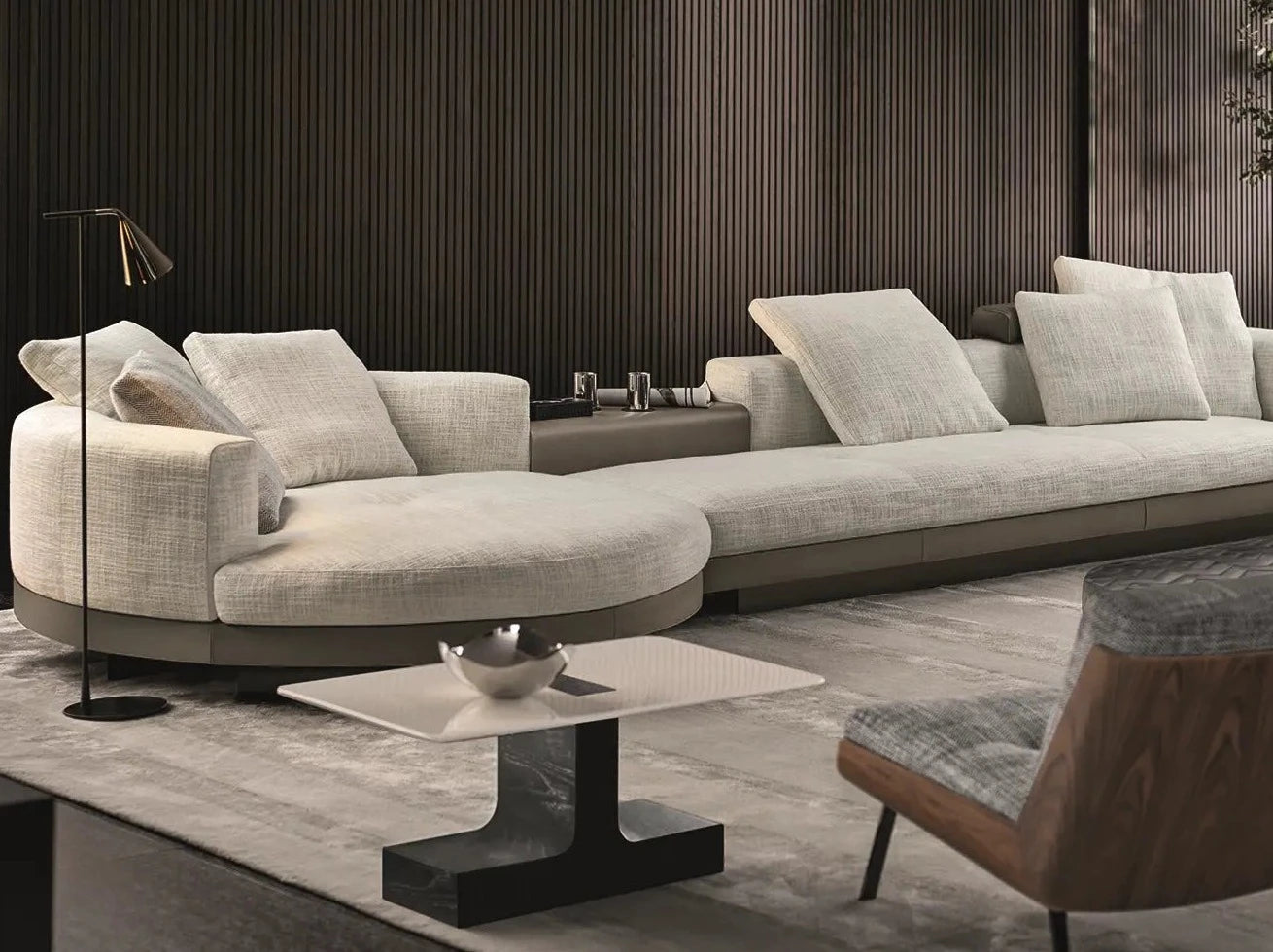 Uriel 4-Seater Fabric Chaise Lounge Sofa