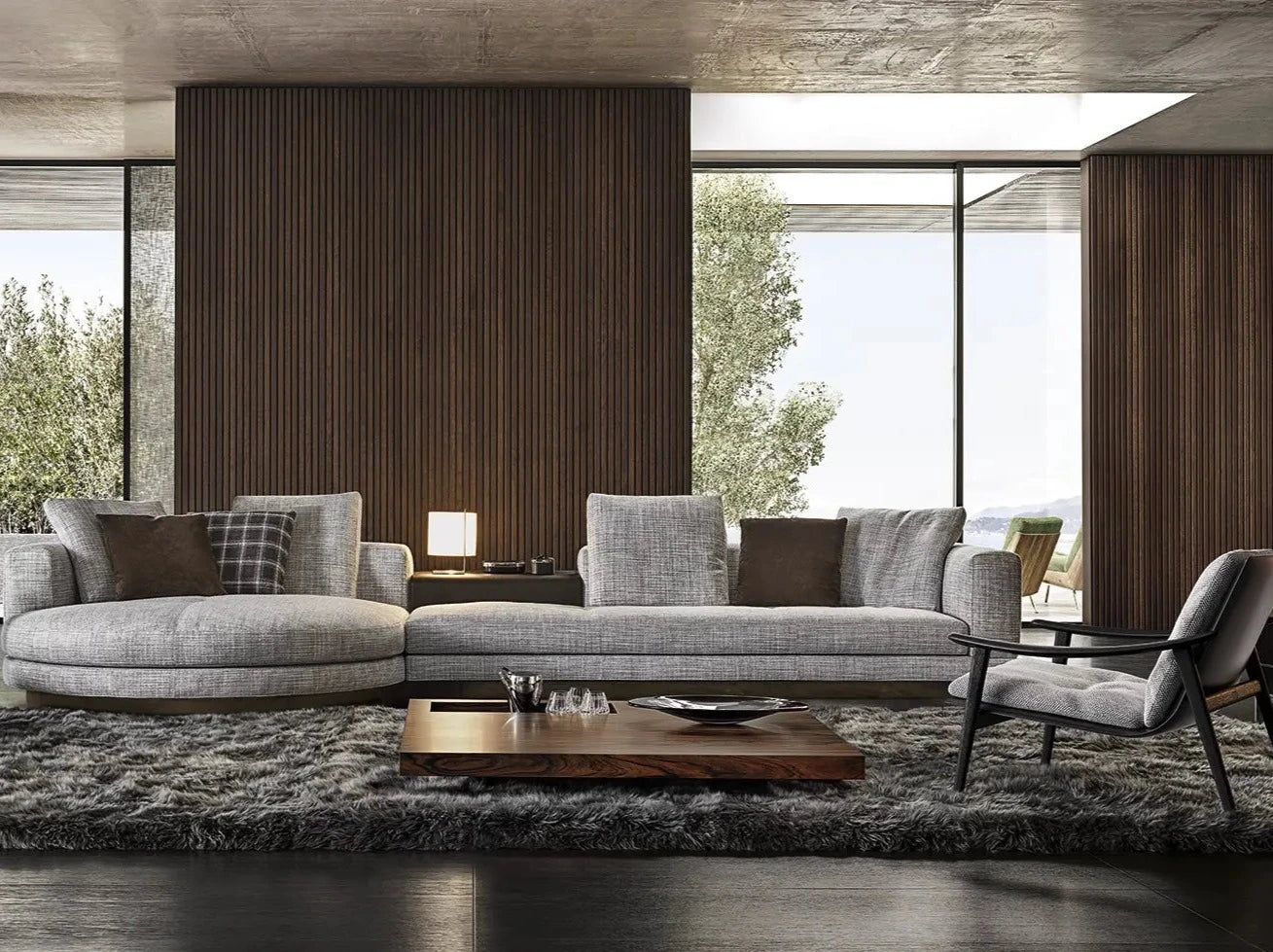 Uriel 4-Seater Fabric Chaise Lounge Sofa