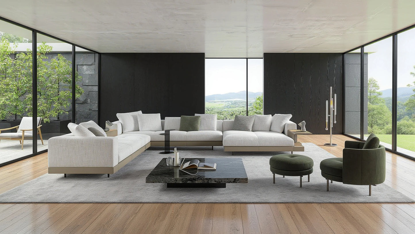 Umbro 6-Seater Cow Leather Modular Sofa with Chaise