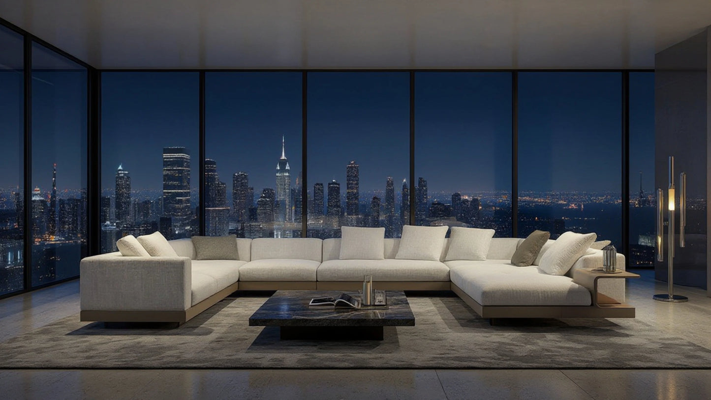 Umbro 6-Seater Cow Leather Modular Sofa with Chaise