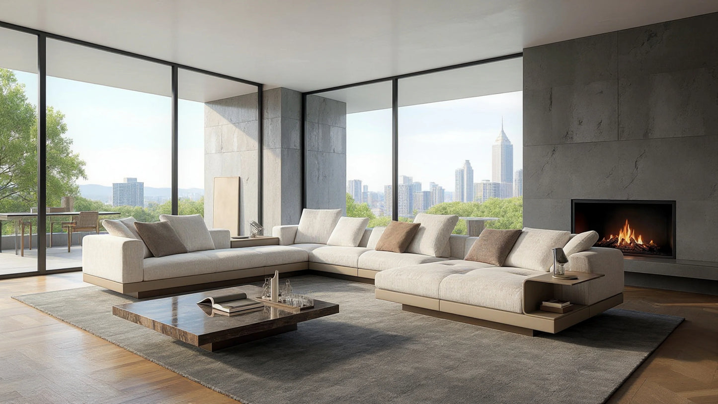 Umbro 6-Seater Cow Leather Modular Sofa with Chaise