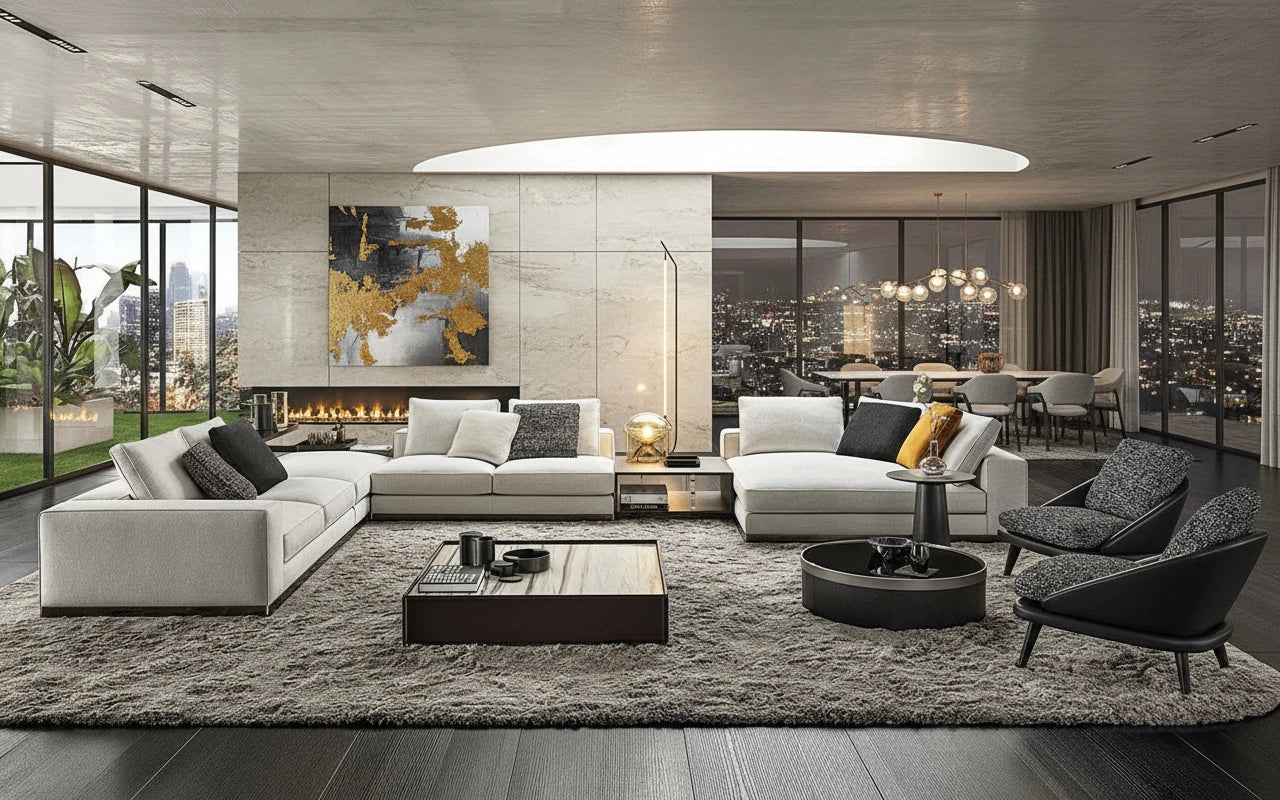 Yagil 7-Seater Fabric Modular Sofa with Chaise