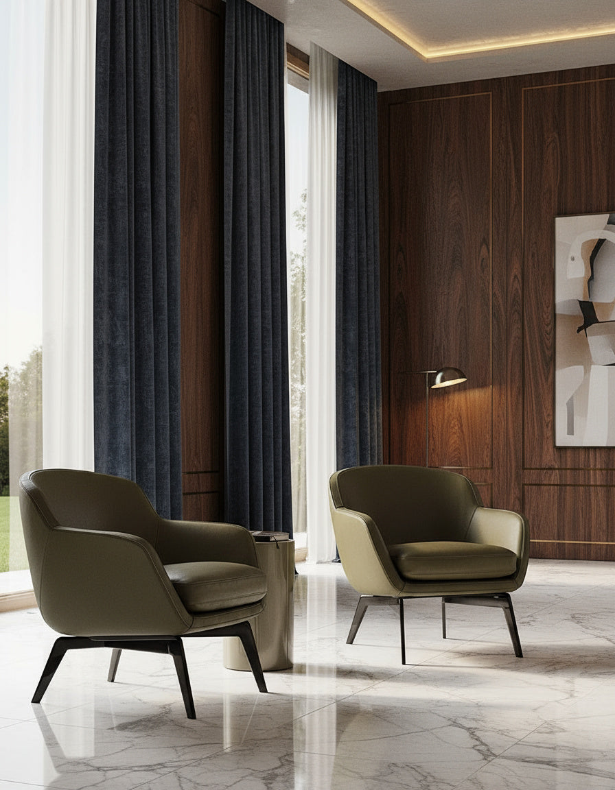 Ophelia Leather Armchair & Footstool Set