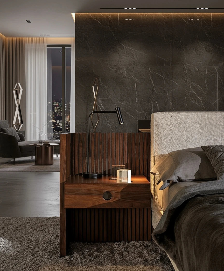 Porto Fabric Bed with Padded Headboard