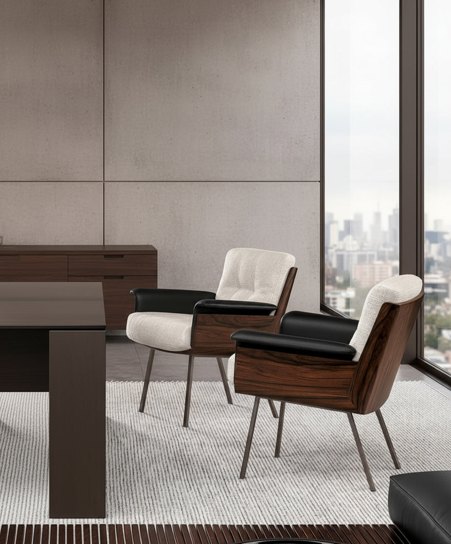 Caelum Fabric Armchair & Ottoman Set with Cross Leg Base