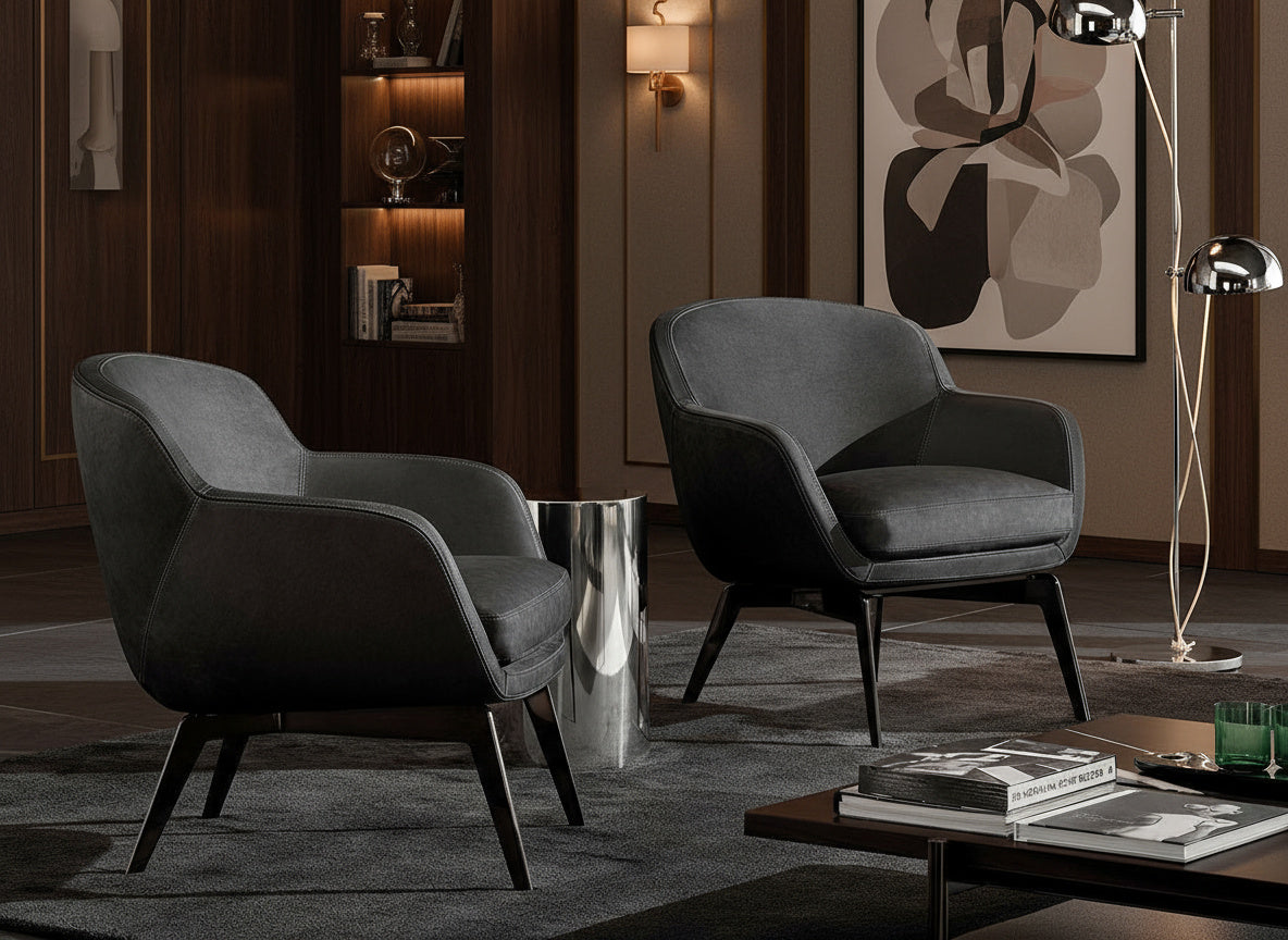 Mono Fabric Armchair & Footstool Set