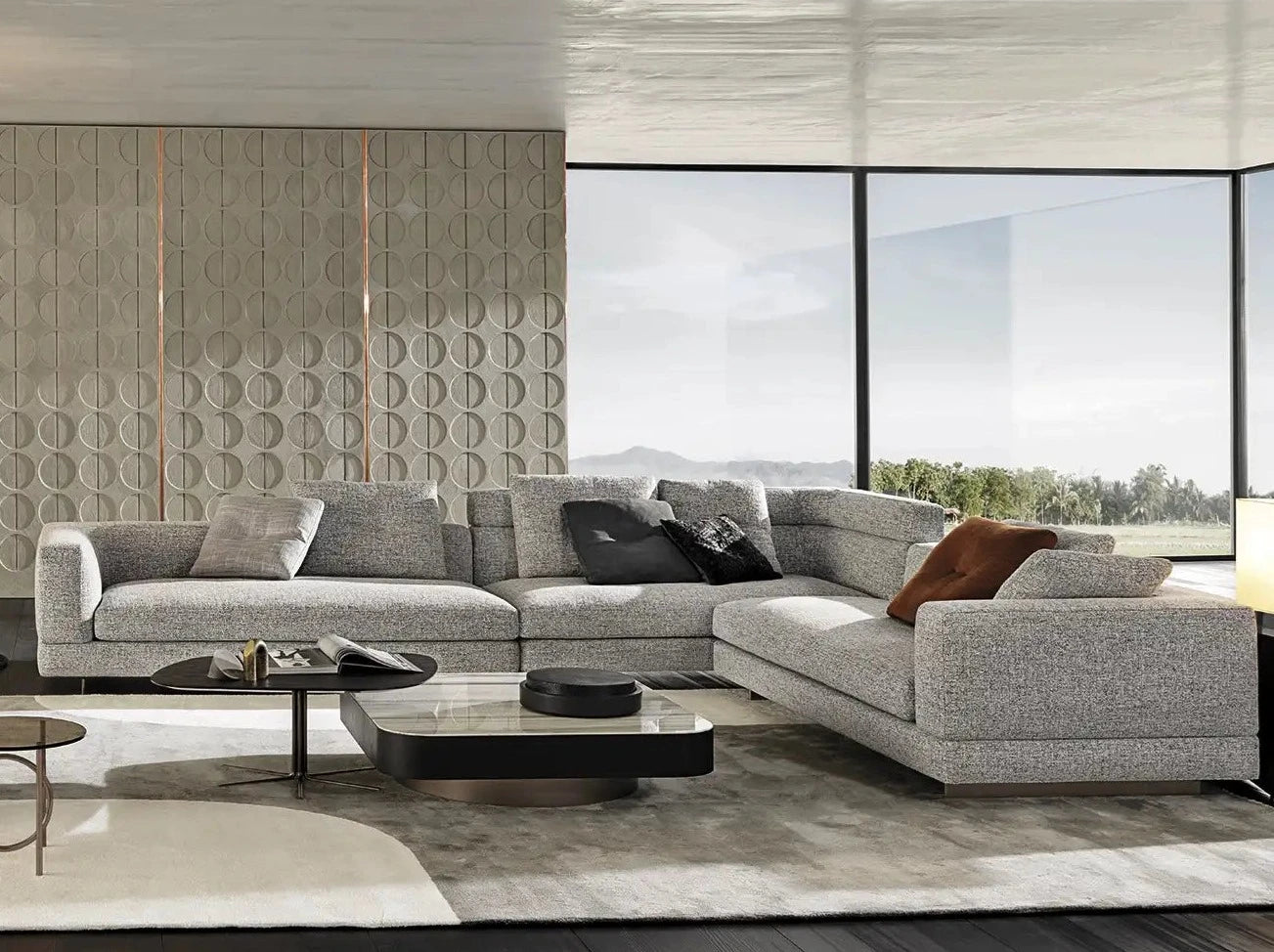 Bastian 6-Seater Fabric V-Shaped Corner Sofa